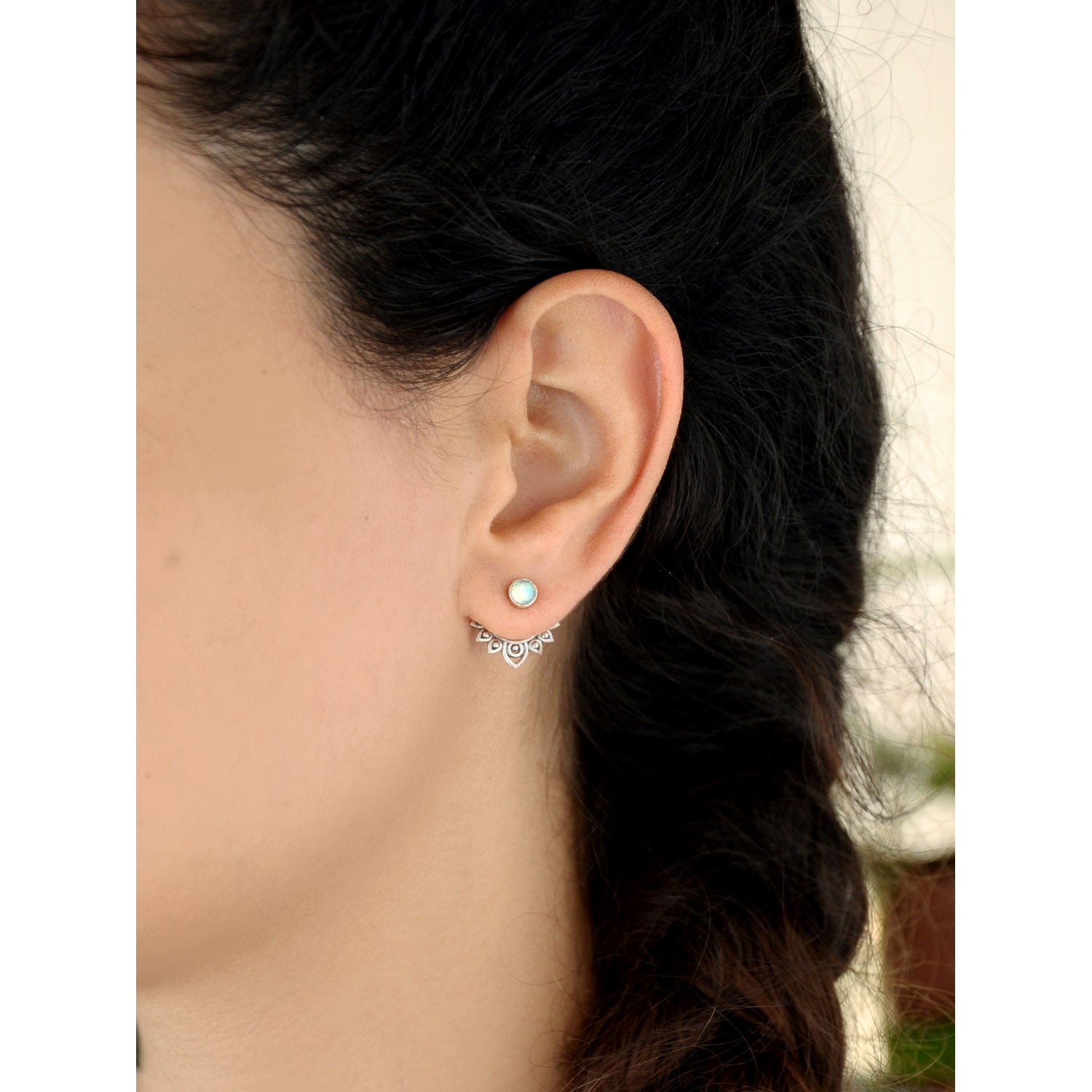 Silver Opal Ear Jacket