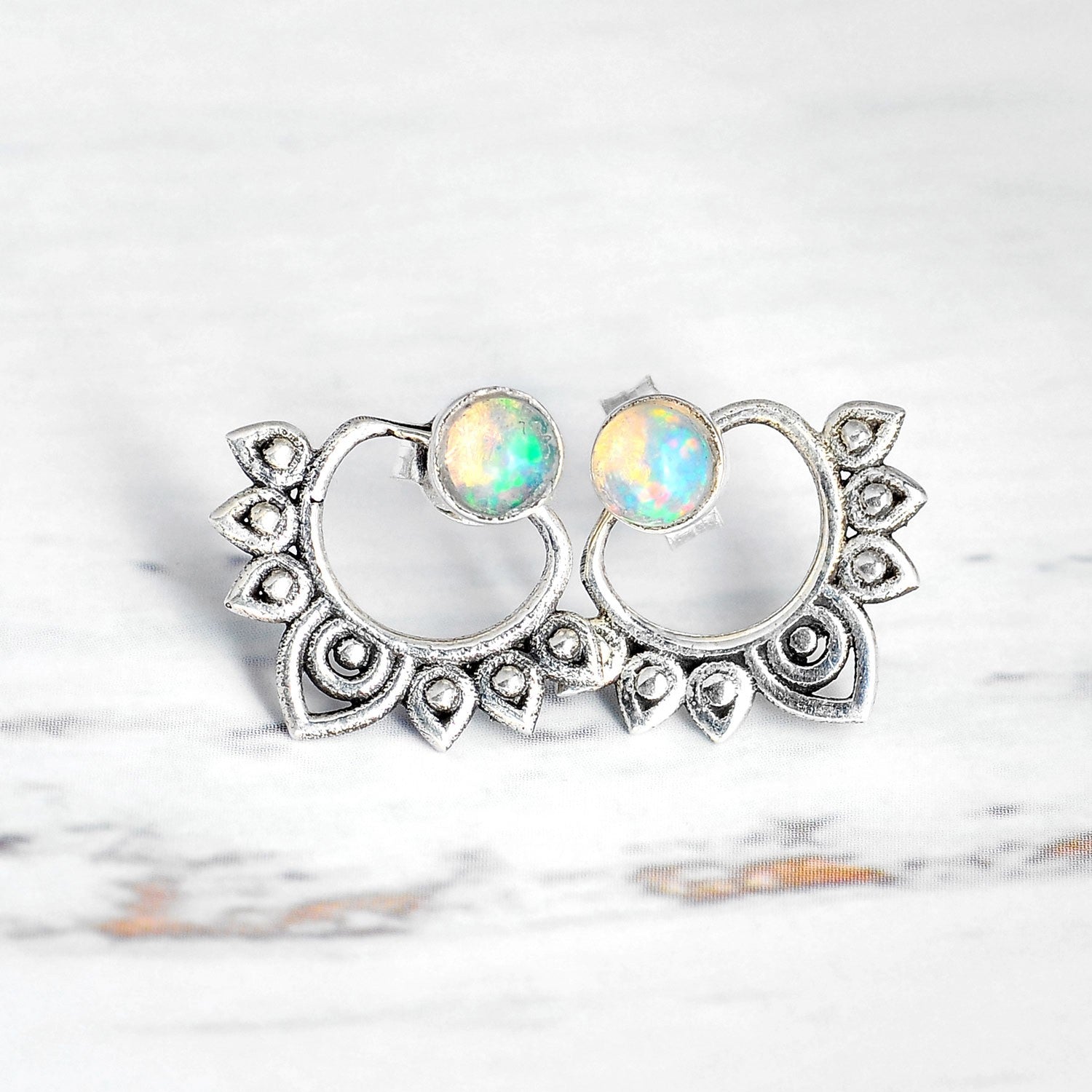 Silver Opal Ear Jacket