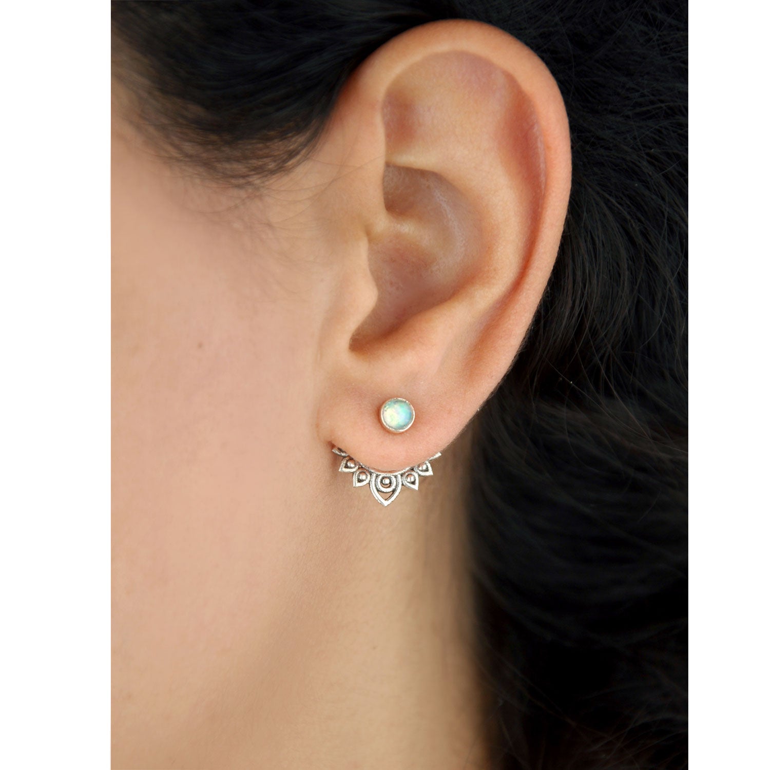 Silver Opal Ear Jacket