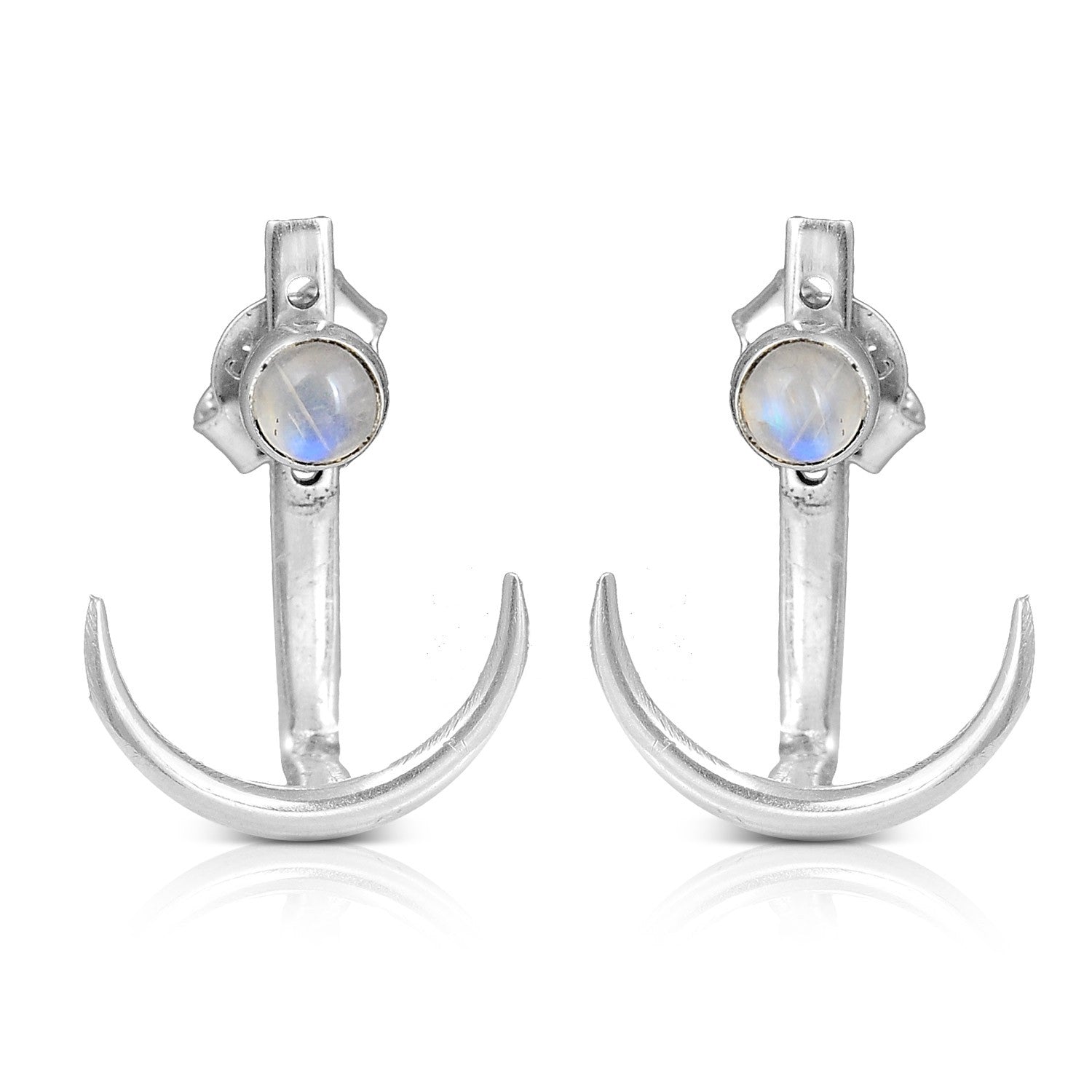 Moon Earrings with Moonstone Sterling Silver