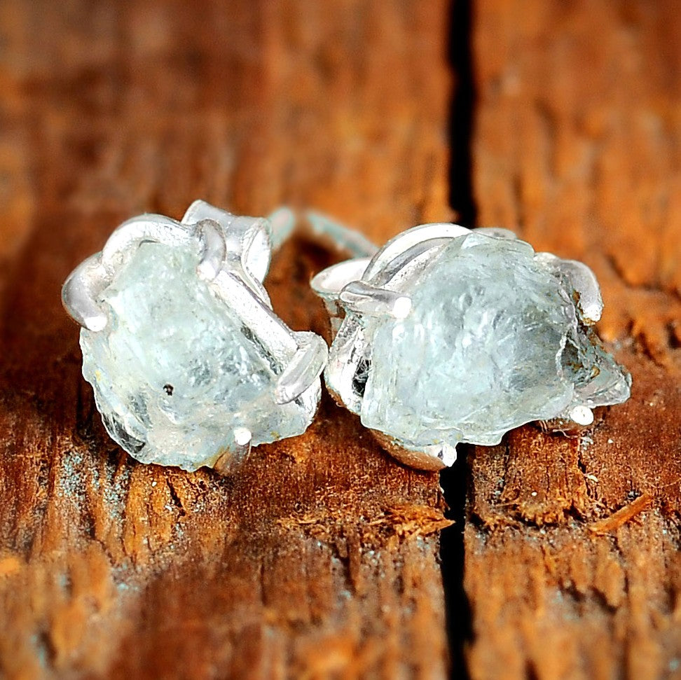 Raw Aquamarine Earrings