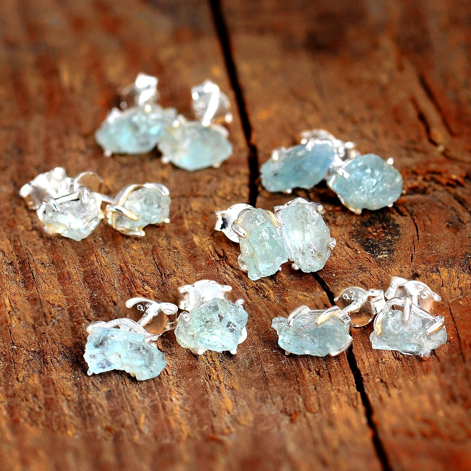 Raw Aquamarine Earrings