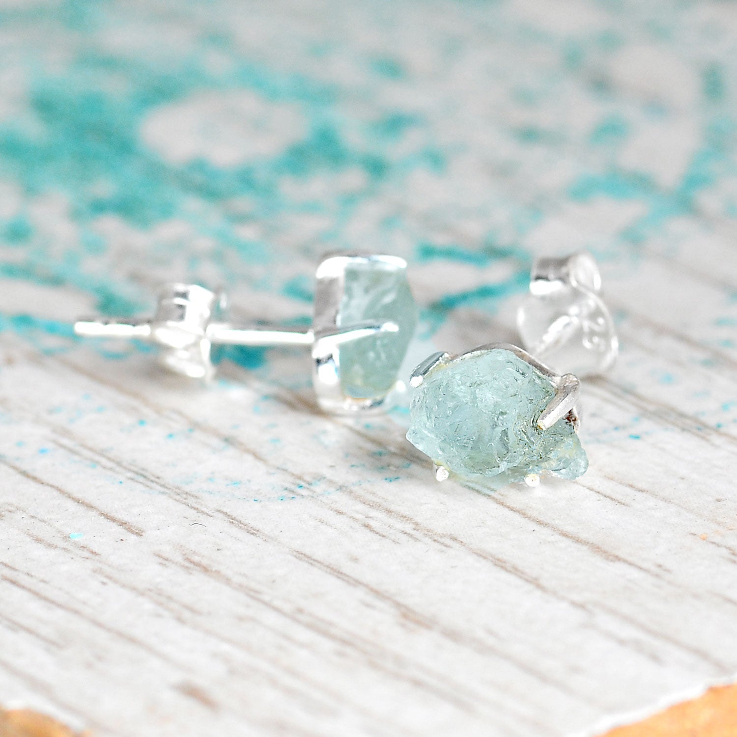 Raw Aquamarine Earrings