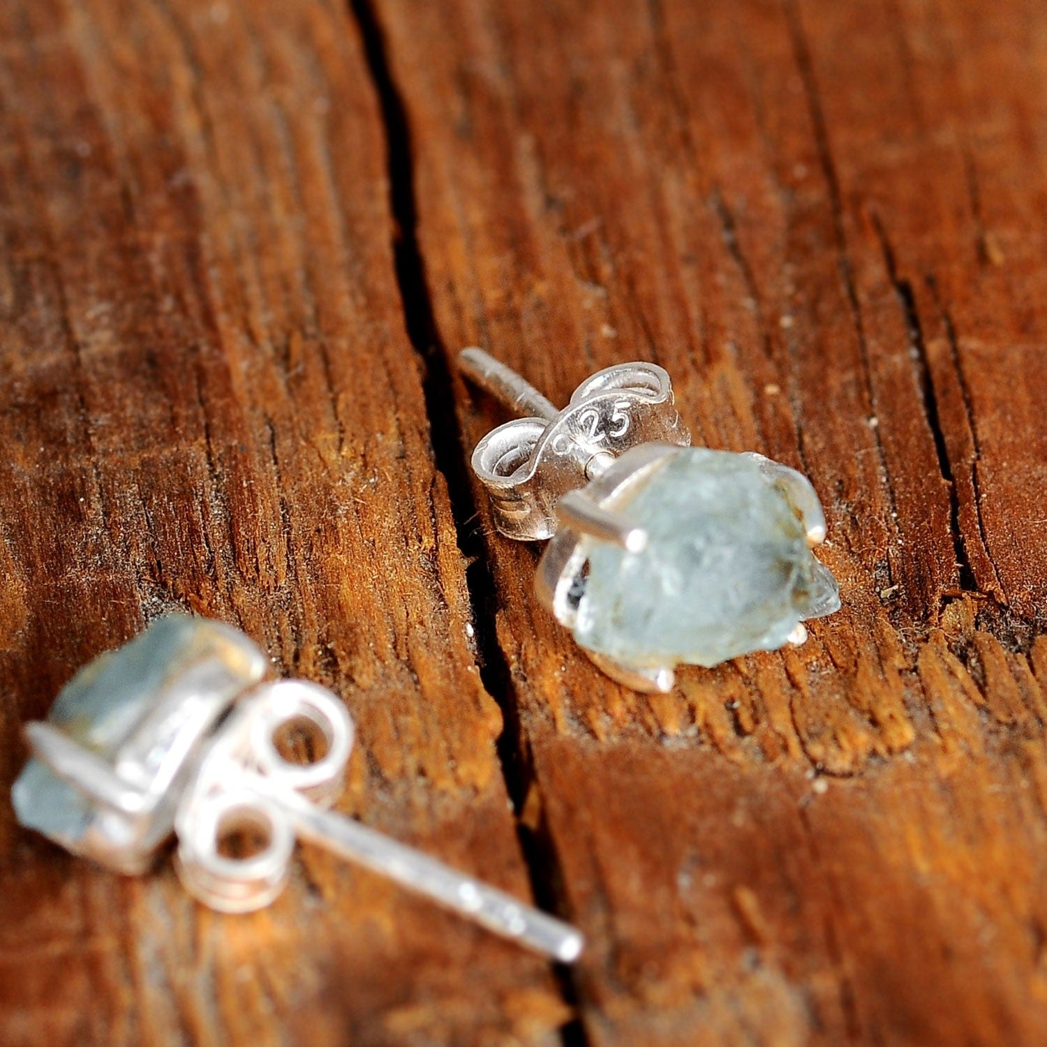 Raw Aquamarine Earrings