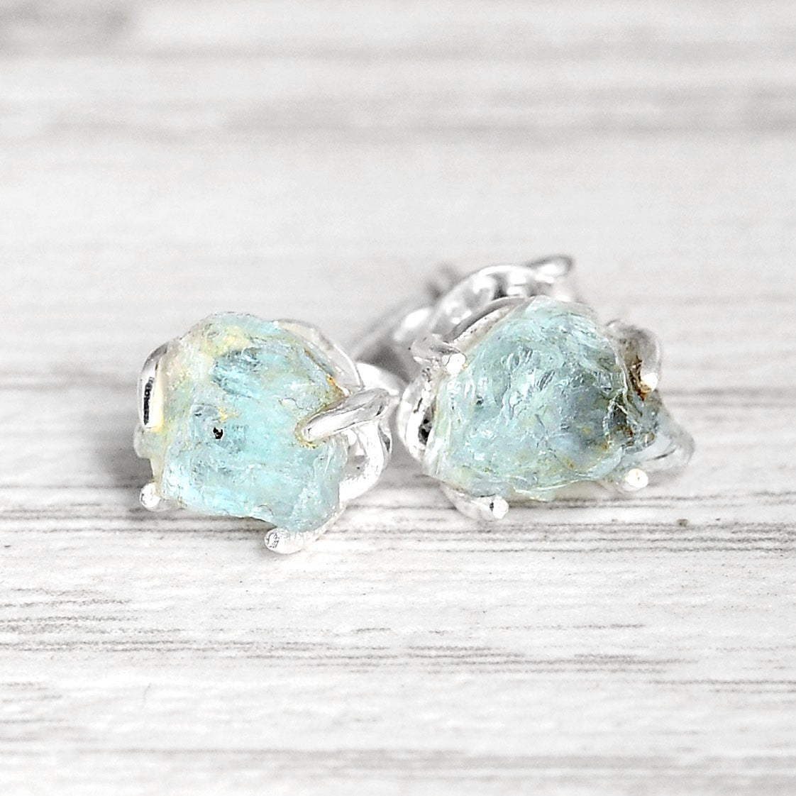 Raw Aquamarine Earrings