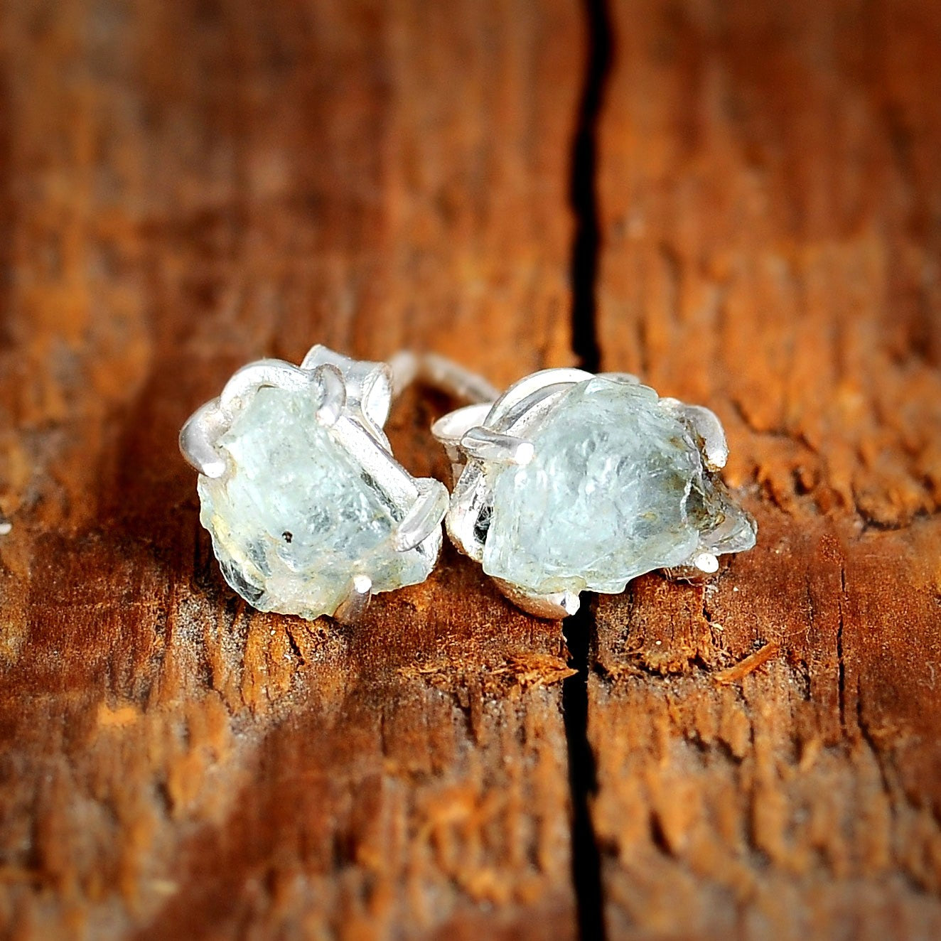 Raw Aquamarine Earrings