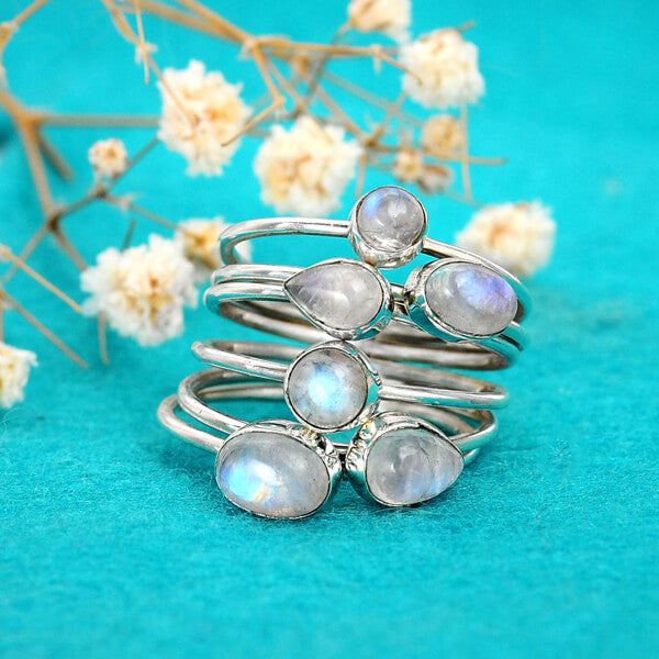 Sterling Silver Stacking Moonstone Ring