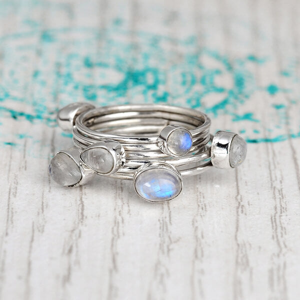 Sterling Silver Stacking Moonstone Ring