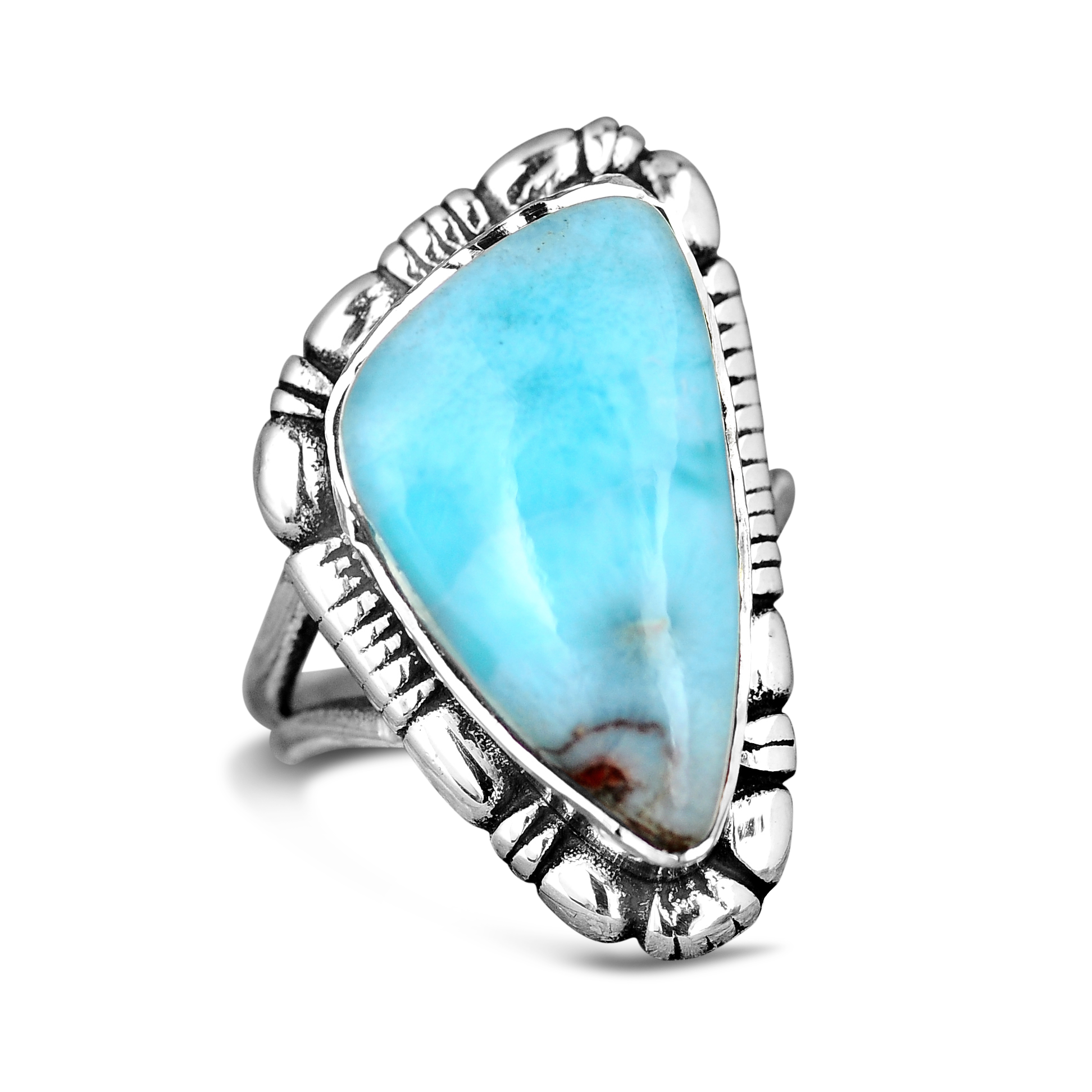 Large Larimar Sterling Silver Ring