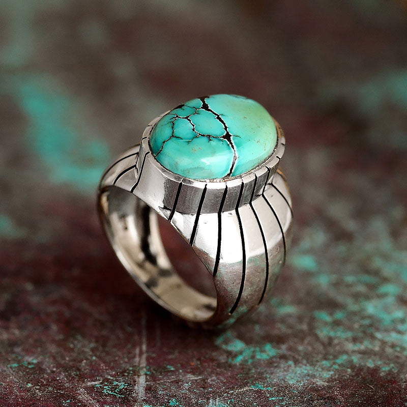 Turquoise Ring for Men Sterling Silver