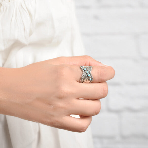 Bohemian Turquoise Ring Sterling Silver