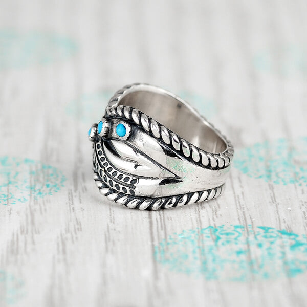 Bohemian Turquoise Ring Sterling Silver