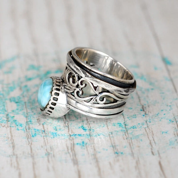 Sterling Silver Meditation Larimar Ring