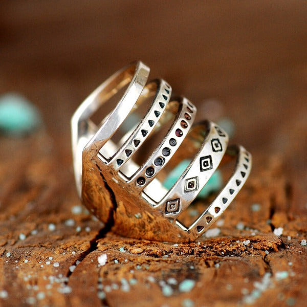 Unique Sterling Silver Boho Ring for Women