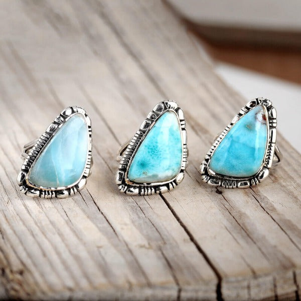 Large Larimar Sterling Silver Ring