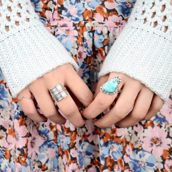 Large Larimar Sterling Silver Ring