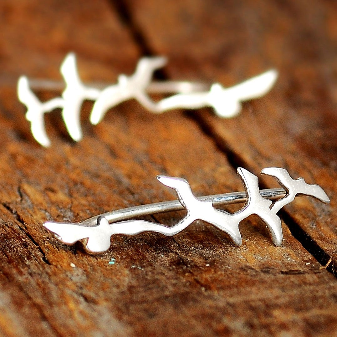 Silver Birds Earrings