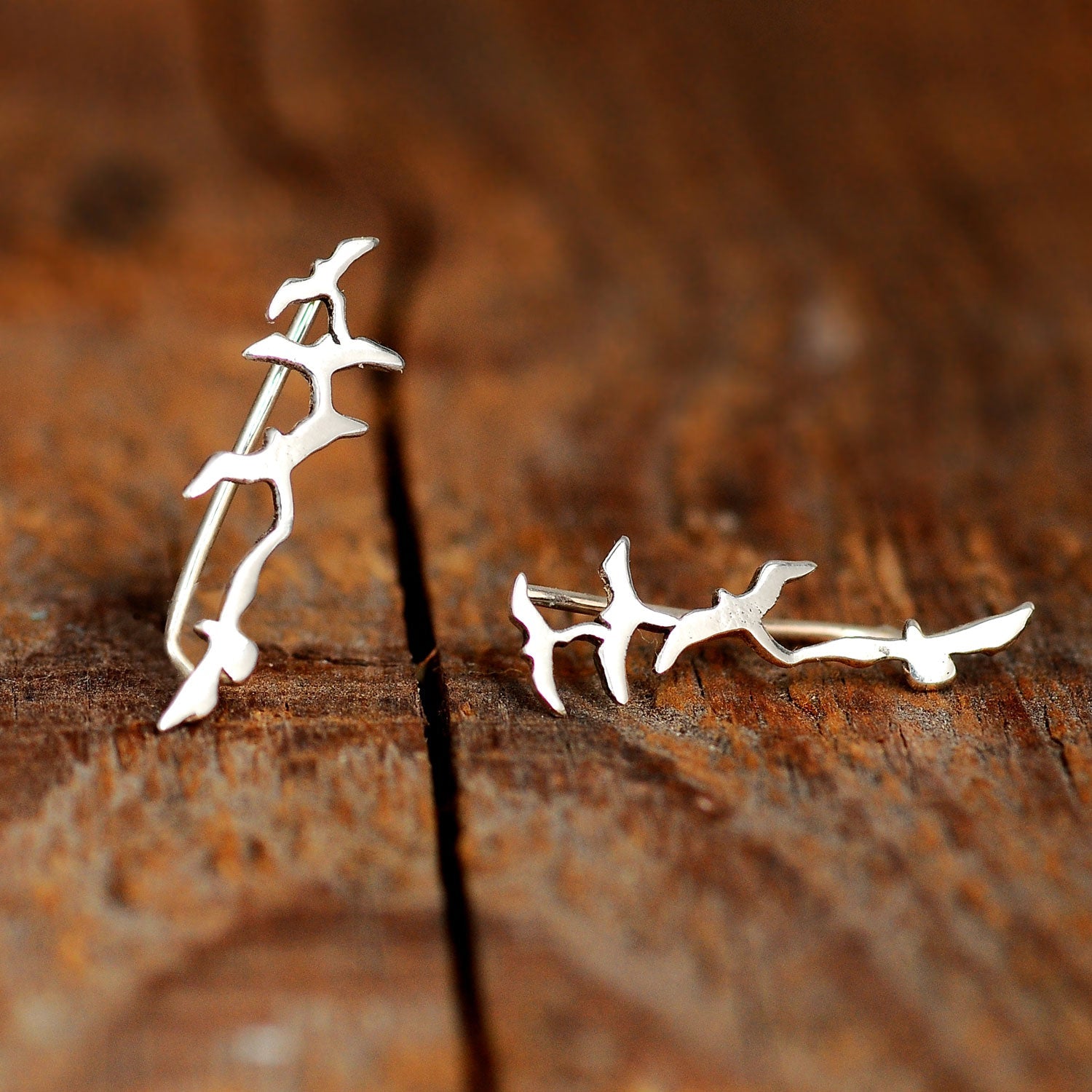 Silver Birds Earrings