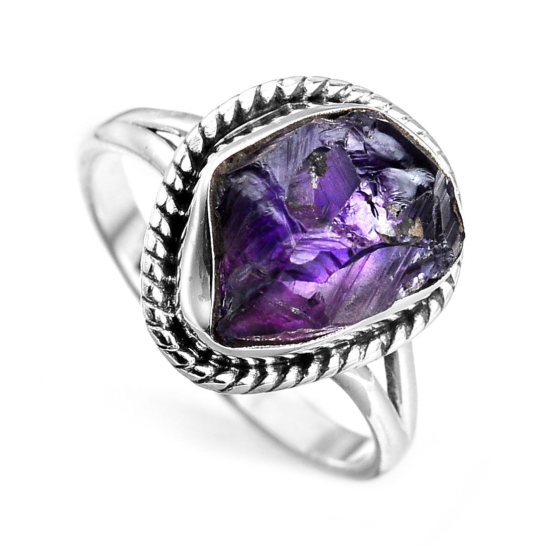 Natural Raw Amethyst Stone Ring