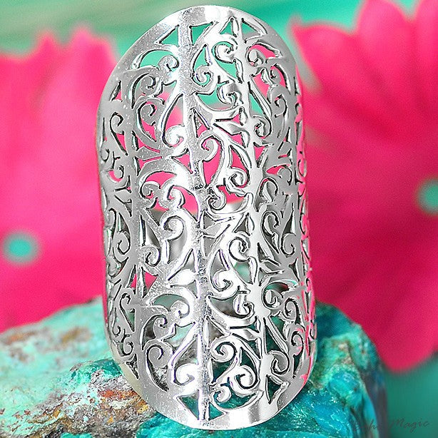 Full Finger Statement Sterling Silver Ring