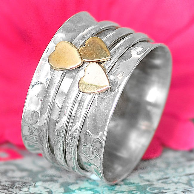 Hearts Silver Spinner Ring