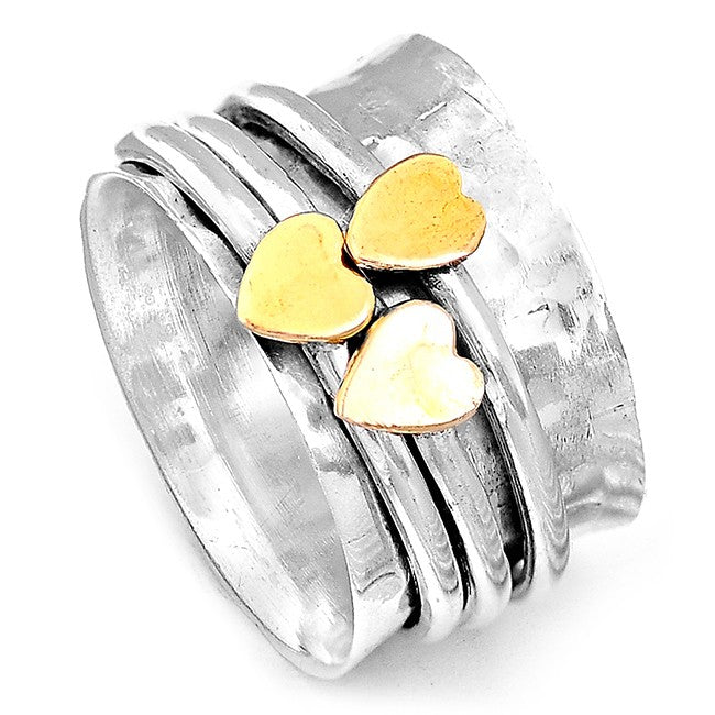 Hearts Silver Spinner Ring