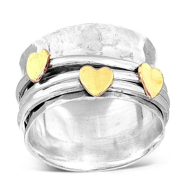 Hearts Silver Spinner Ring