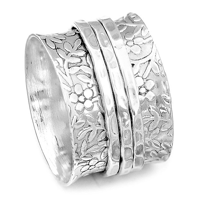 Sterling Silver Flowers Meditation Ring