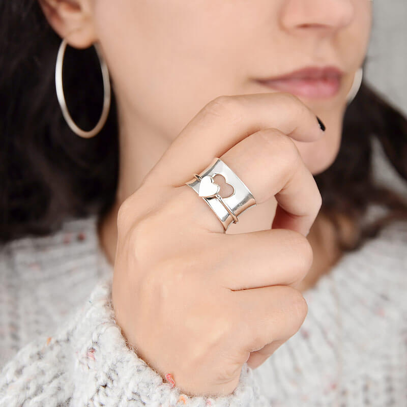 Spinner Heart Ring Sterling Silver