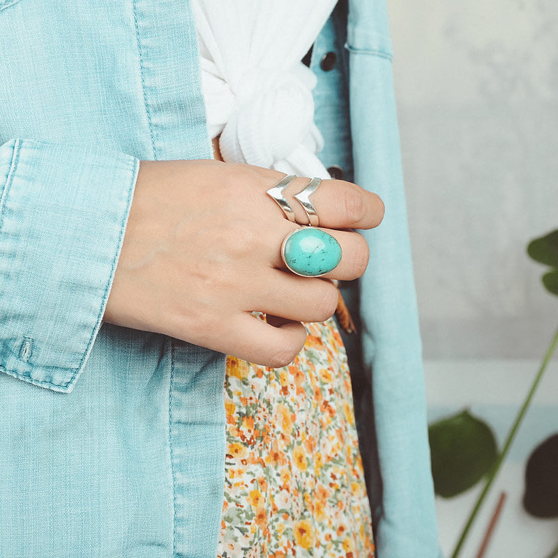 Large Turquoise Ring Sterling Silver