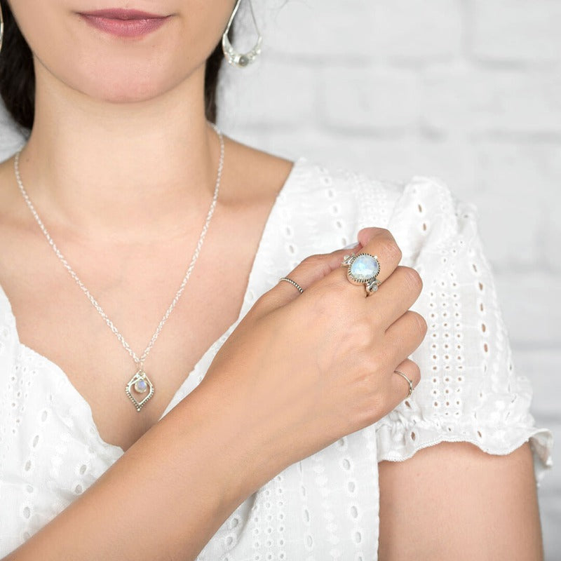 Moon Moonstone Ring Sterling Silver Ring