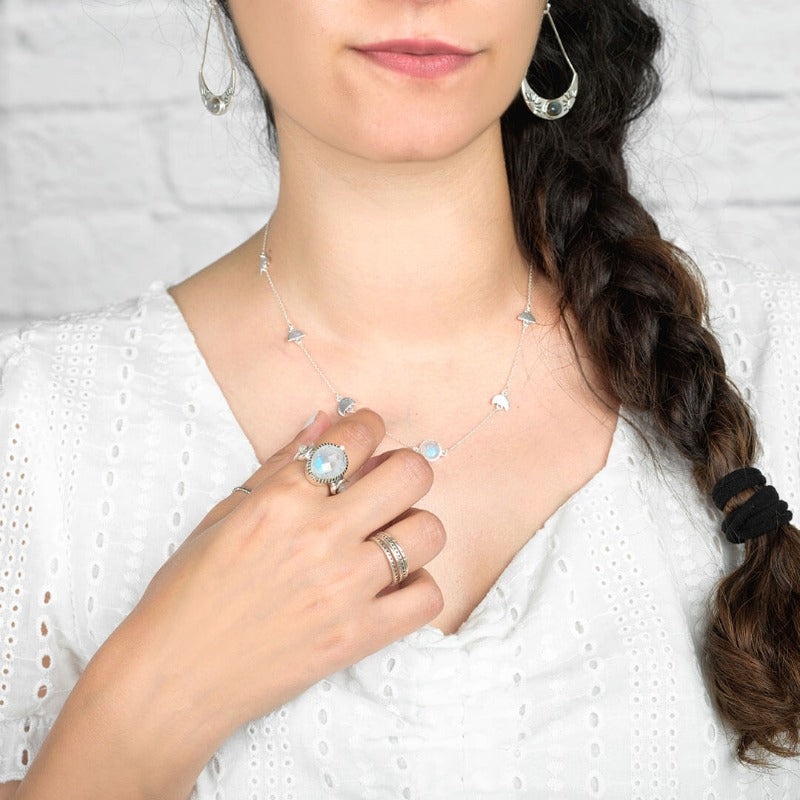 Moon Moonstone Ring Sterling Silver Ring