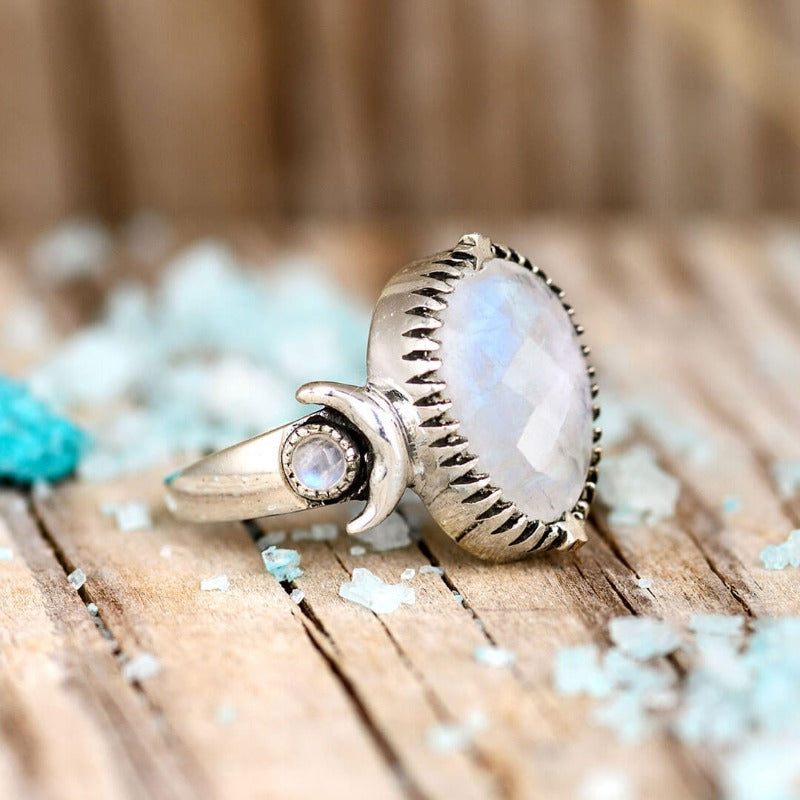 Moon Moonstone Ring Sterling Silver Ring