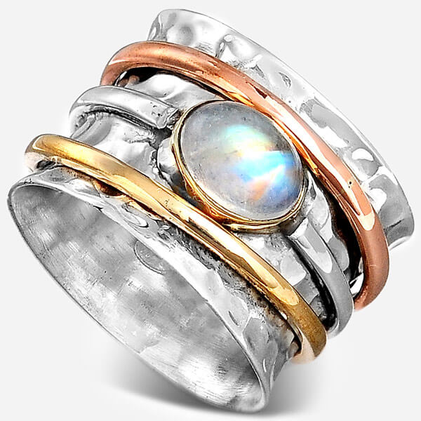 Chunky Spinner Ring with Moonstone Sterling Silver