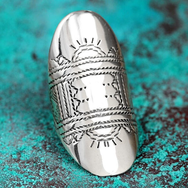 Statement Full Finger Sterling Silver Boho Ring