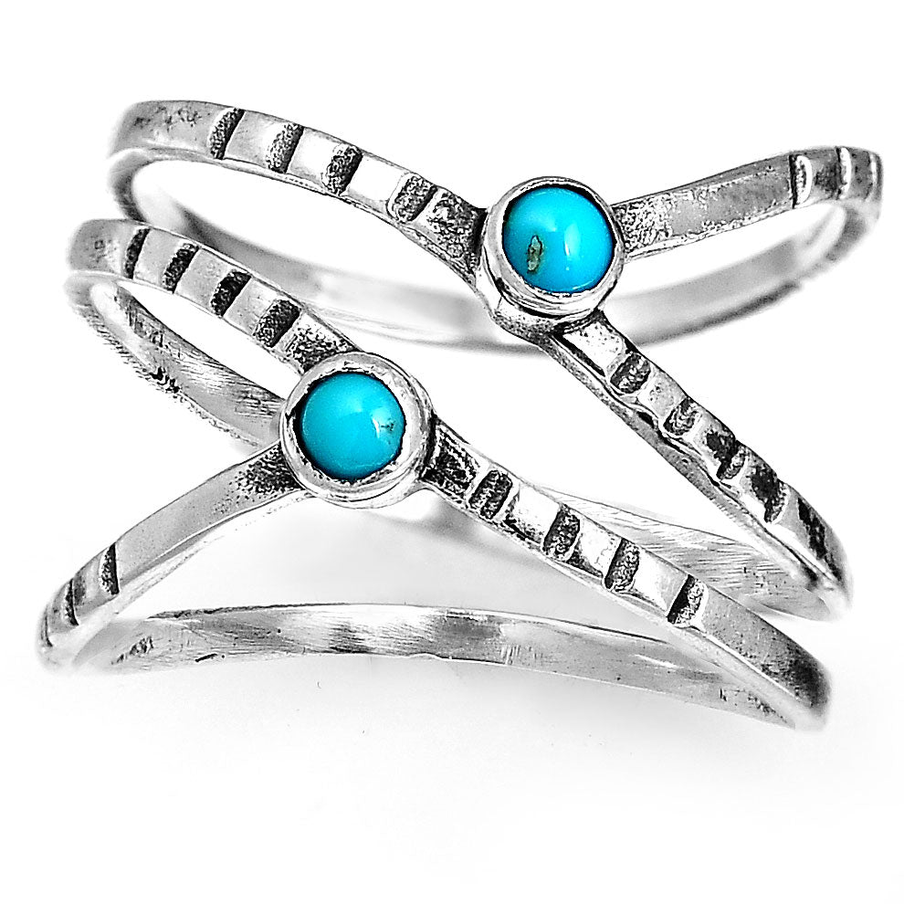 Sterling Silver Criss Cross Turquoise Ring