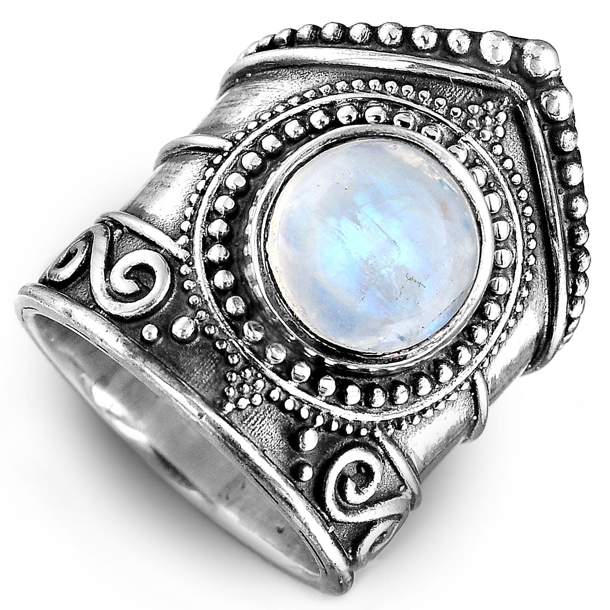 Sterling Silver Boho Moonstone Ring