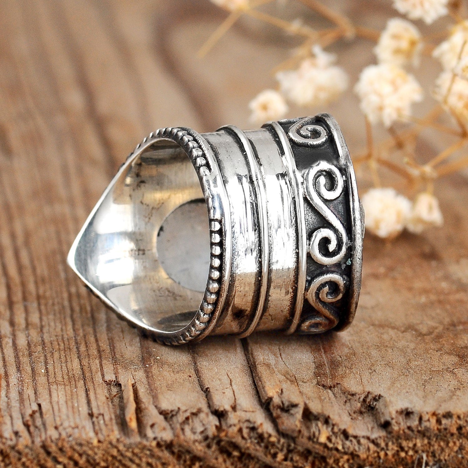 Sterling Silver Boho Moonstone Ring