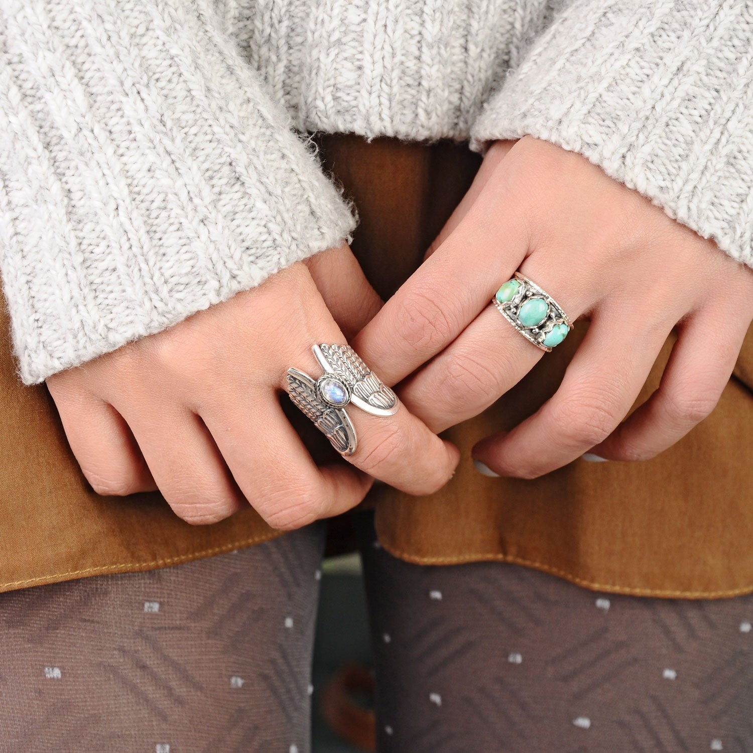 Angel Wings Moonstone Silver Ring