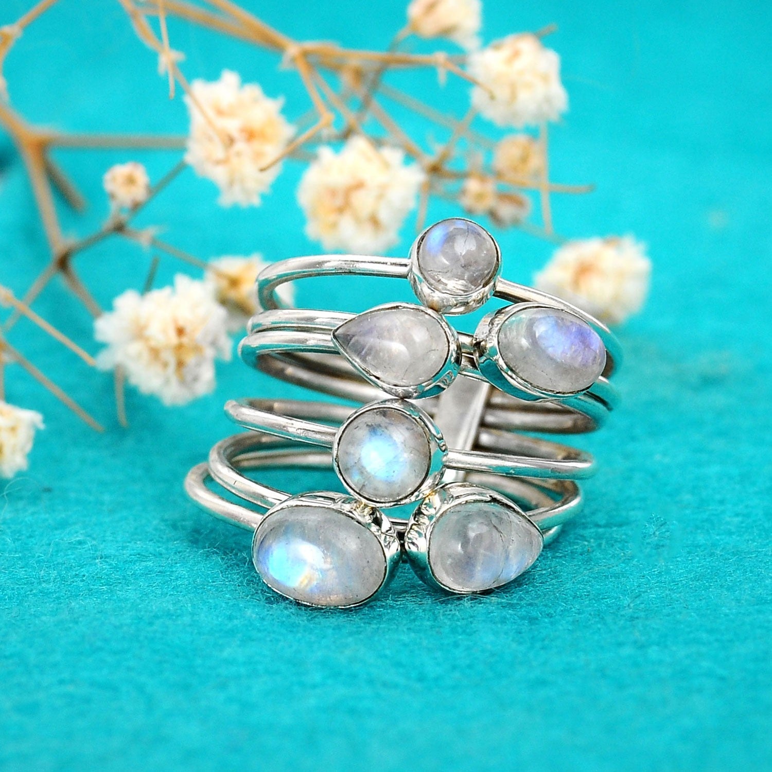 Sterling Silver Stacking Moonstone Ring