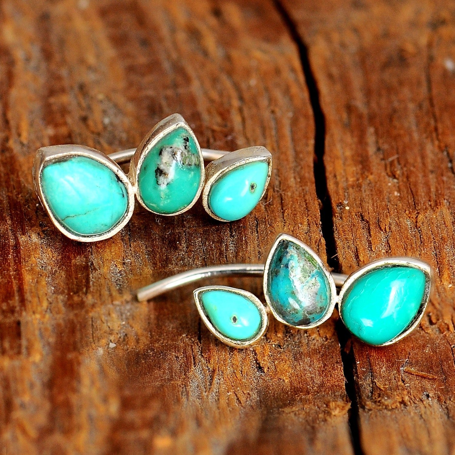 Silver Turquoise Earrings Ear Climber