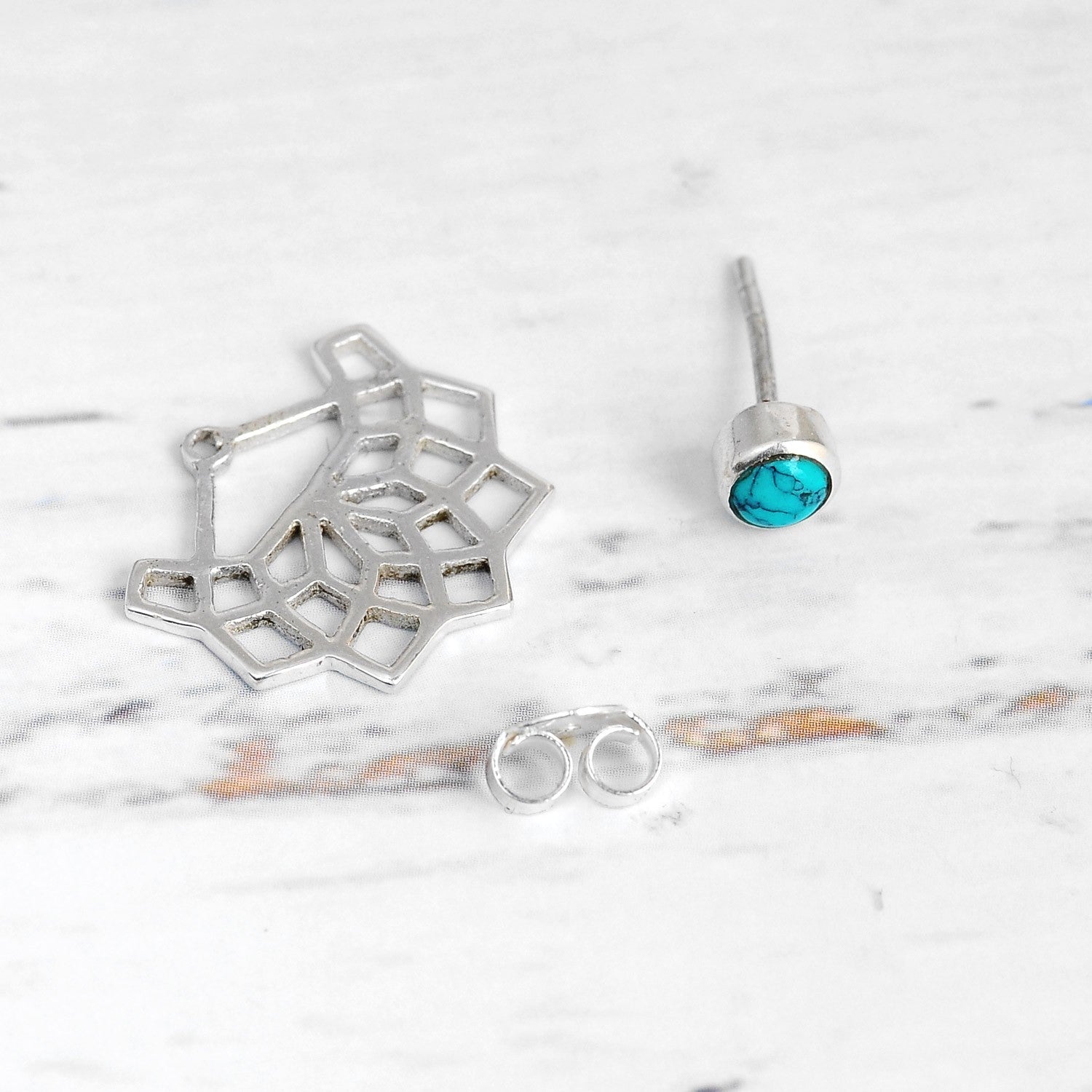 Geometric Silver Turquoise Earrings