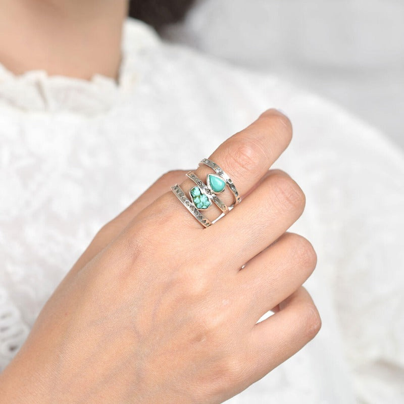 Two Stone Turquoise Ring Sterling Silver