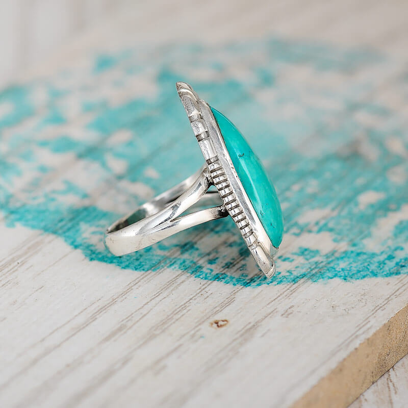 Western Style Turquoise Ring Sterling Silver