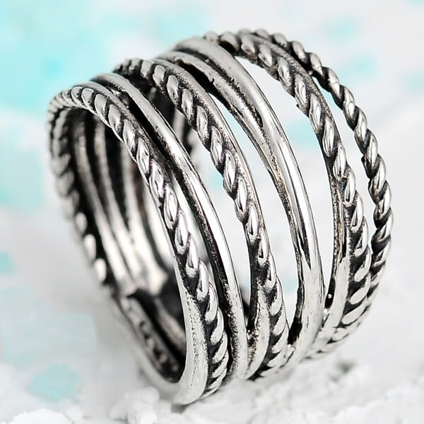 Wire Wrap Sterling Silver Twisted Ring